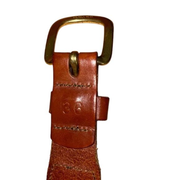 Man Ltd. Mahi Dolphin Leather Blue Canvas Belt with Brass Buckle Men`s size 36 - Picture 4 of 5